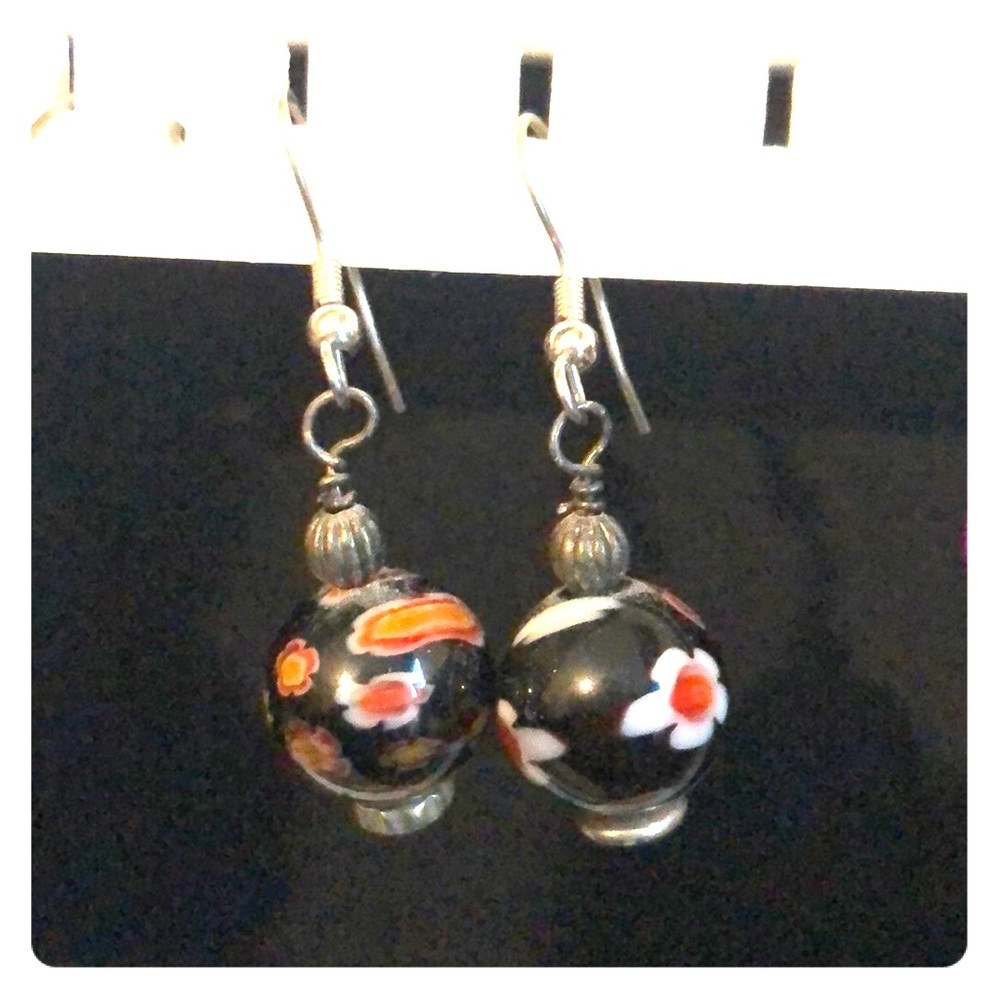 BALL FLOWER DROP EARRINGS